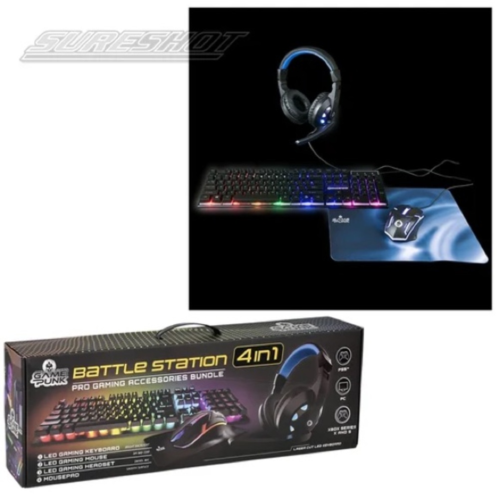 Game Punk 4In1 Pro Gaming Accessories Bundle Keyboard, Mouse, Headset, Mousepad
